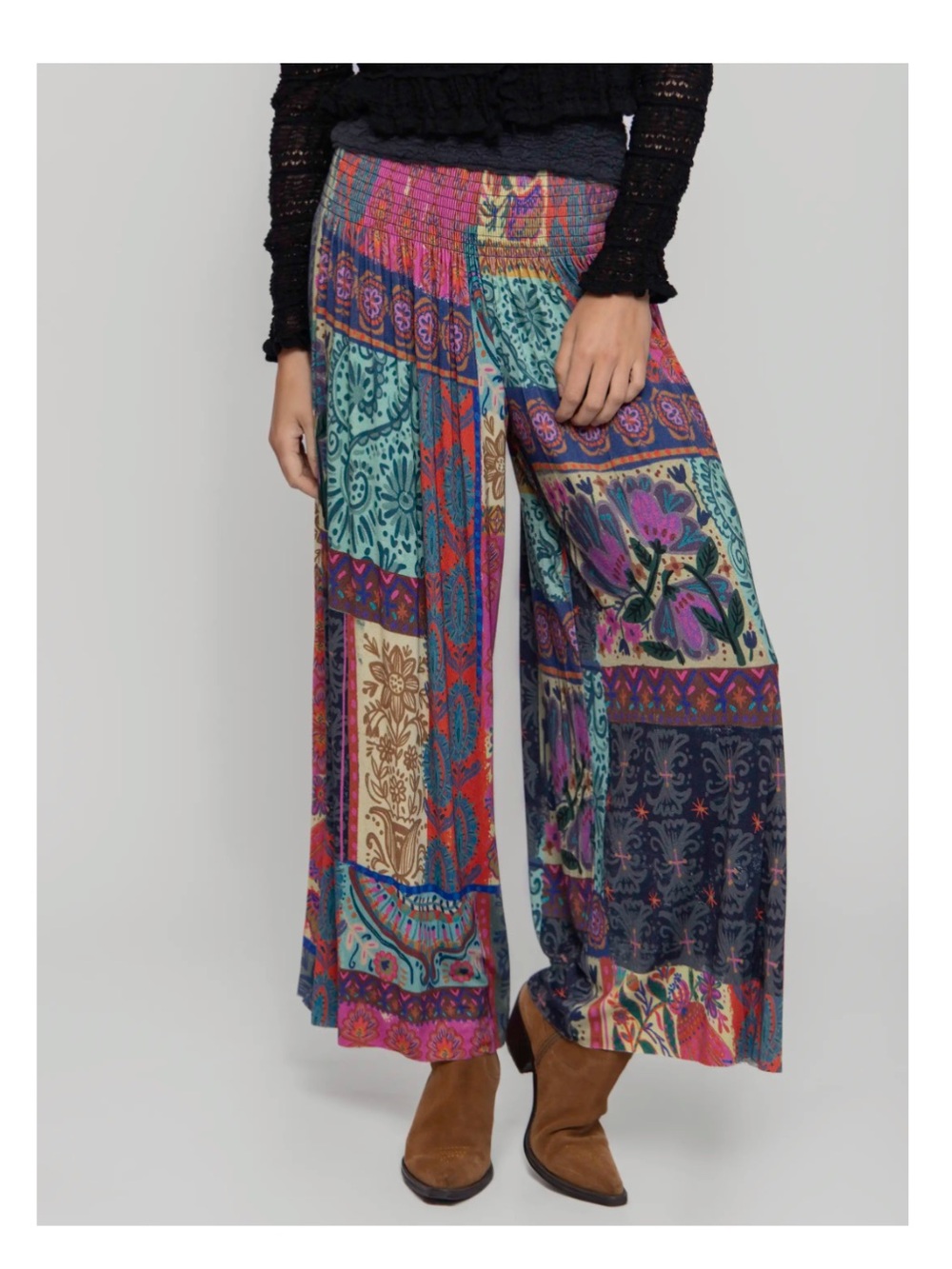 Natural Life Make A Move Patchwork Print Palazzo Pants
